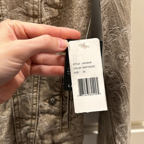 Liverpool Driftwood Distressed Brown Printed Denim Jacket.  Size XS - Picture 5 of 6